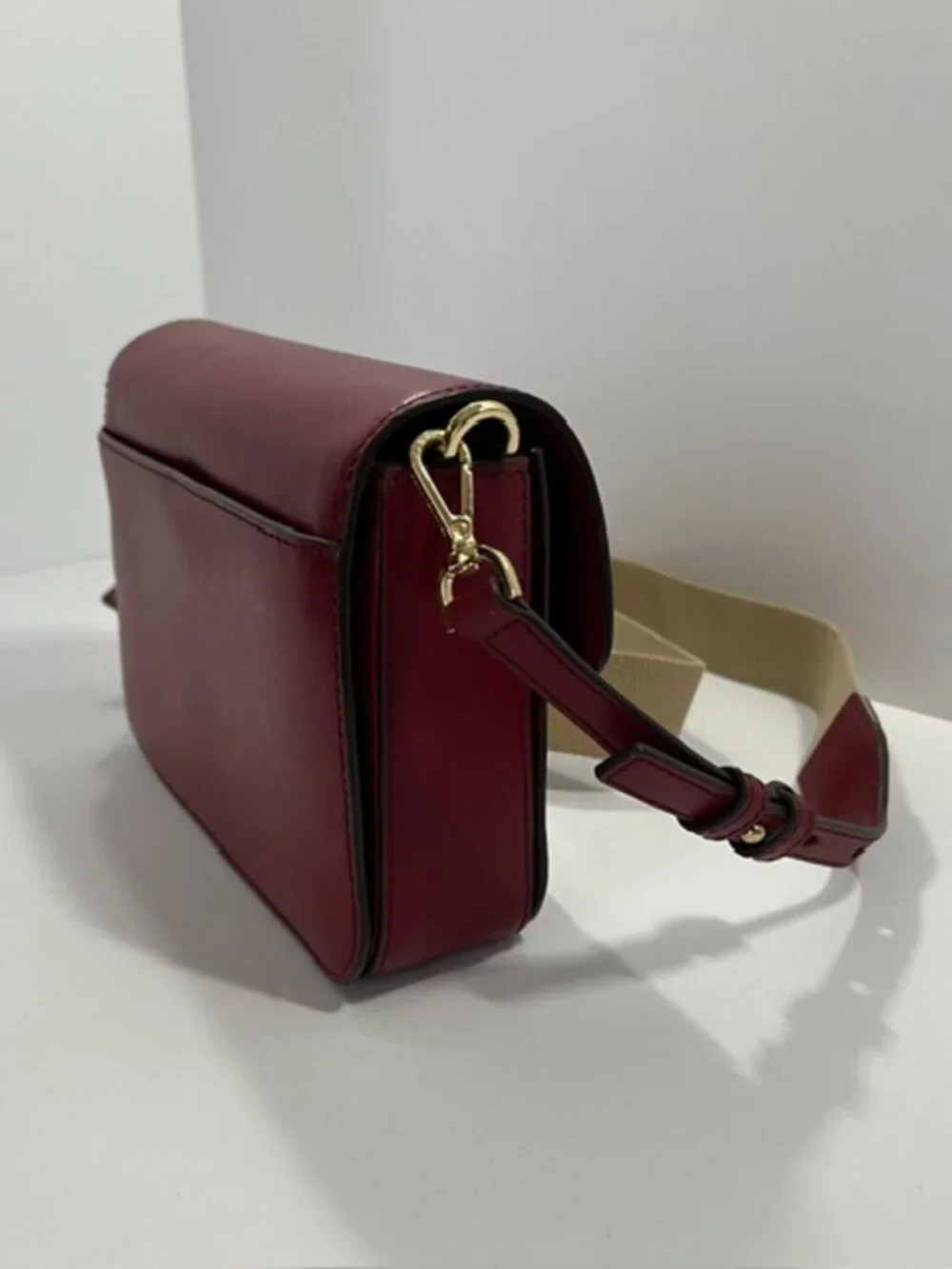 Michael Kors Leather Sloan Editor Large Shoulder Bag Dark Cherry 2 Straps
